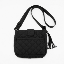 Crossbody Bag Quilted Black Women Tassel Shoulder Strap Adjustable