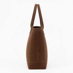 Italian Suede Tote Bag Brown 10x 17 9x 8