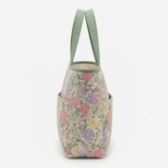Handmade Quilted Floral Tote Bag Cotton Shoulder