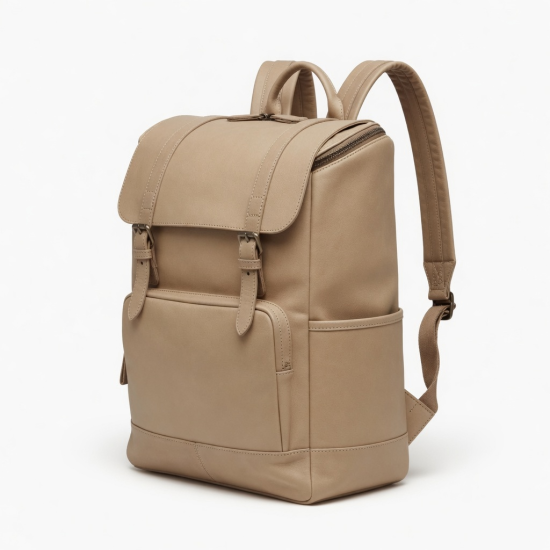 Women Backpack Wallet 25L Leather Travel Bag Beige